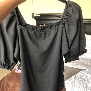 Black bubble sleeve bodysuit